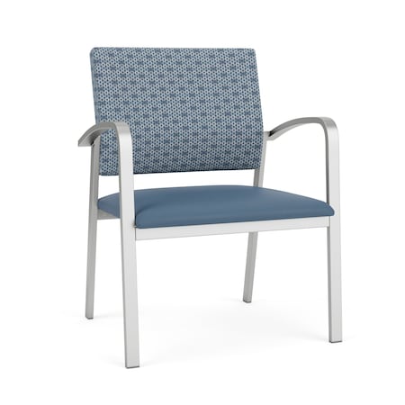 Lesro Newport Wide Guest Chair Metal Frame, Silver, RS Rain Song Back, MD Titan Seat NP1201
